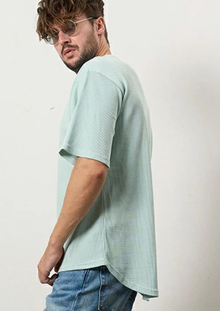 STUD MUFFIN スタッドマフィン コットンヘビーワッフル ワンポイント刺繍 オーバーサイズSSシャツ | MINT