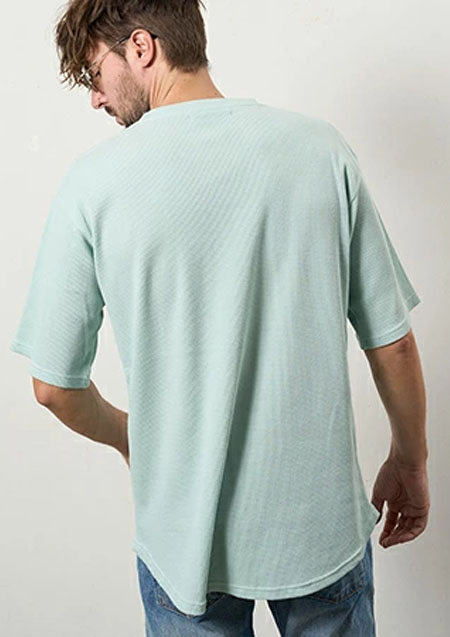 STUD MUFFIN スタッドマフィン コットンヘビーワッフル ワンポイント刺繍 オーバーサイズSSシャツ | MINT