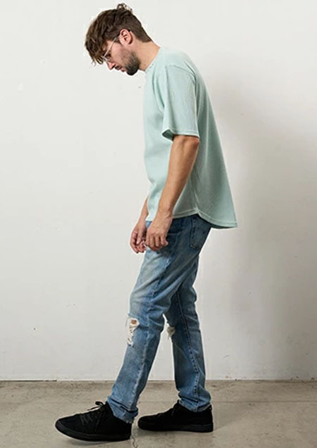 STUD MUFFIN スタッドマフィン コットンヘビーワッフル ワンポイント刺繍 オーバーサイズSSシャツ | MINT