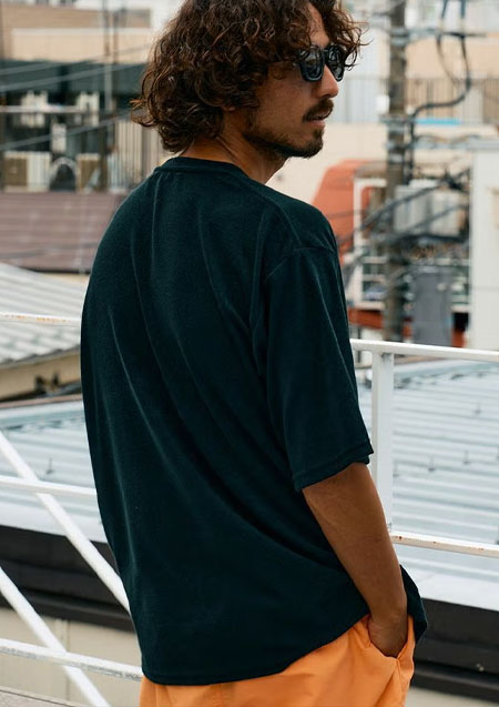 STUD MUFFIN TCパイル アンカーロープ刺繍スマイルパフパッチオーバーサイズSSシャツ Tシャツ | BLACK