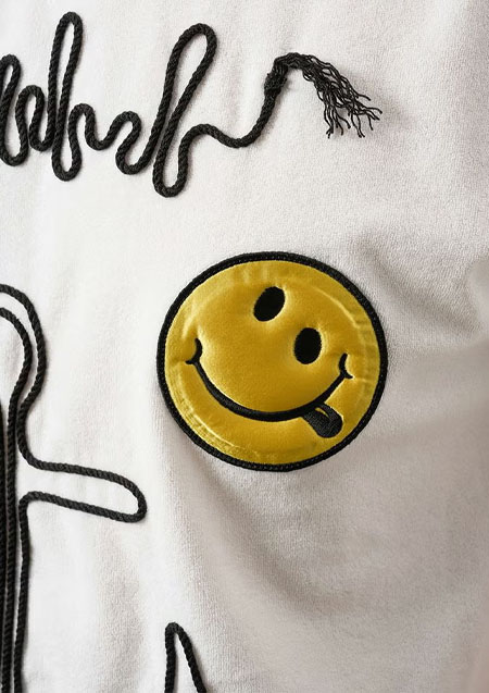 STUD MUFFIN TCパイル アンカーロープ刺繍スマイルパフパッチオーバーサイズSSシャツ Tシャツ | WHITE