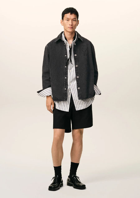 AMI PARIS ユーズドブラックドデニム オーバーシャツ | 031BLACK