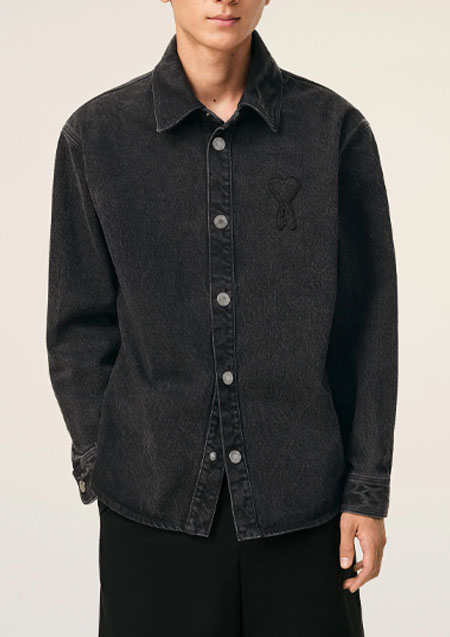 AMI PARIS ユーズドブラックドデニム オーバーシャツ | 031BLACK