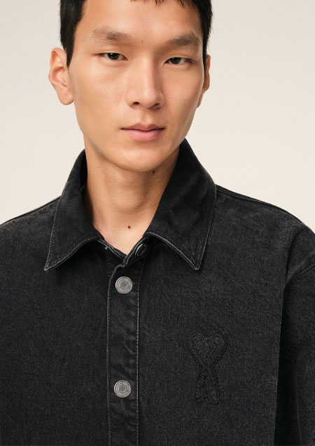 AMI PARIS ユーズドブラックドデニム オーバーシャツ | 031BLACK