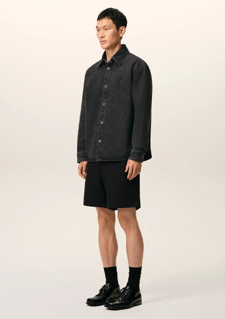 AMI PARIS ユーズドブラックドデニム オーバーシャツ | 031BLACK