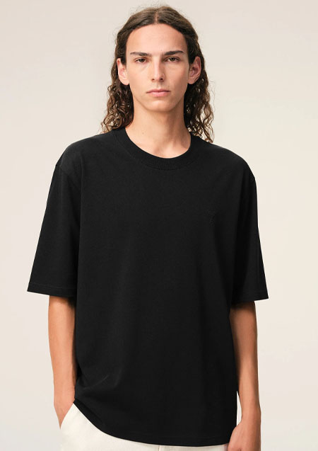 AMI PARIS ヘビーコットンジャージー Ami de Coeur Tシャツ | 001BLACK
