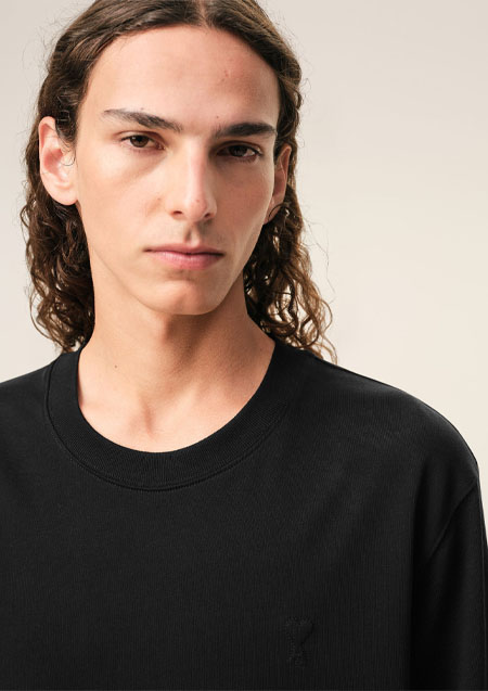 AMI PARIS ヘビーコットンジャージー Ami de Coeur Tシャツ | 001BLACK