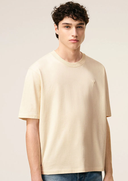 AMI PARIS ヘビーコットンジャージー Ami de Coeur Tシャツ | 136IVORY
