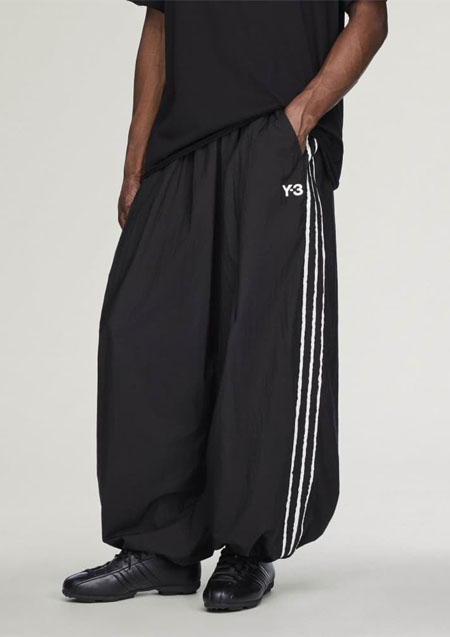 Y-3 RAW EDGE 3 STRIPES WIDE PANTS | BLACK