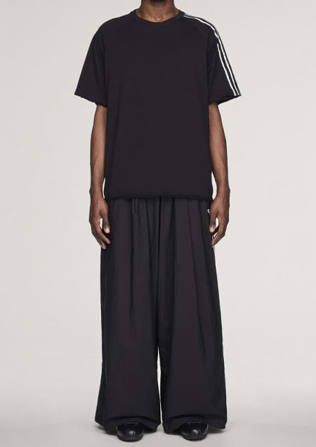 Y-3 RAW EDGE 3 STRIPES WIDE PANTS | BLACK
