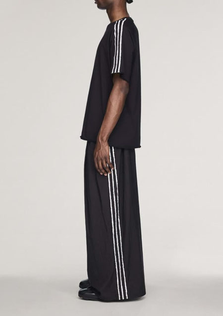 Y-3 RAW EDGE 3 STRIPES WIDE PANTS | BLACK