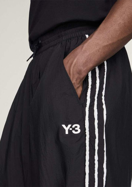 Y-3 RAW EDGE 3 STRIPES WIDE PANTS | BLACK