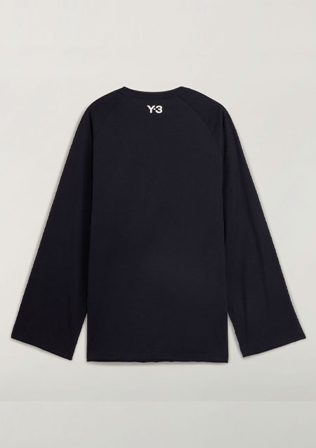Y-3 RAW EDGE 3 STRIPES LONG SLEEVE TEE | BLACK