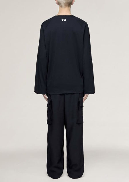 Y-3 RAW EDGE 3 STRIPES LONG SLEEVE TEE | BLACK