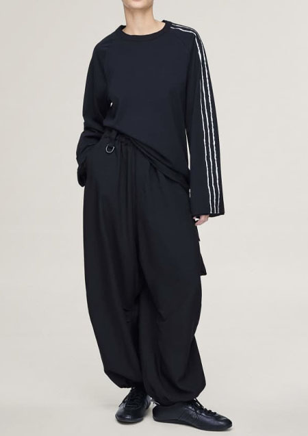Y-3 RAW EDGE 3 STRIPES LONG SLEEVE TEE | BLACK