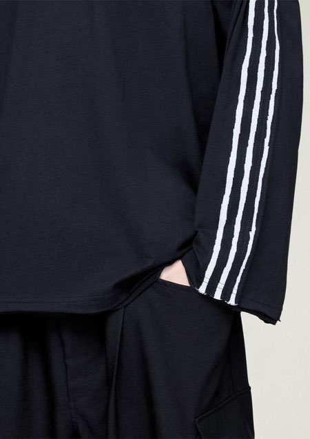 Y-3 RAW EDGE 3 STRIPES LONG SLEEVE TEE | BLACK