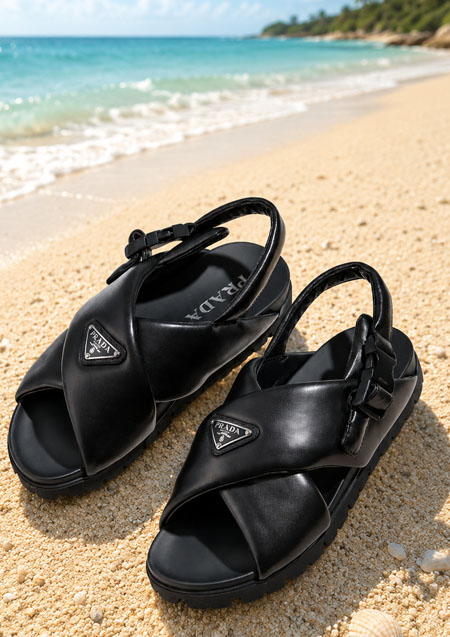PRADA LEATHER SANDAL | FD002 NERO
