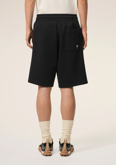 AMI PARIS ライトループバック コットンフリース Ami de Coeur ショートパンツ | 045BLACK