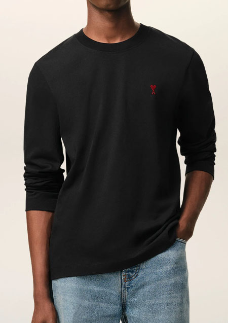 AMI PARIS LOGO L/S TEE | 001BLACK