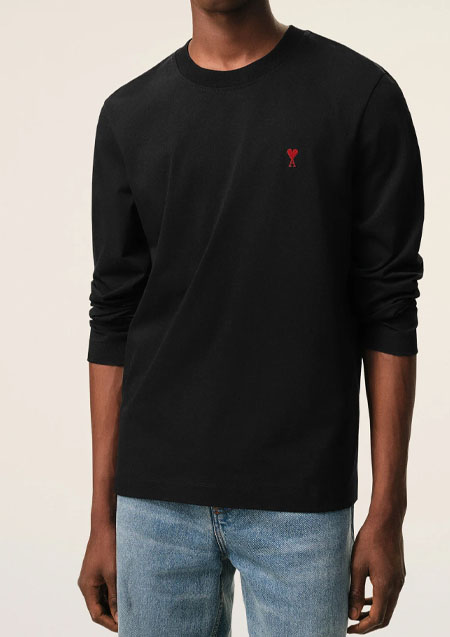 AMI PARIS LOGO L/S TEE | 001BLACK