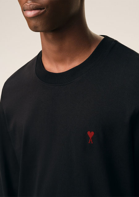 AMI PARIS LOGO L/S TEE | 001BLACK