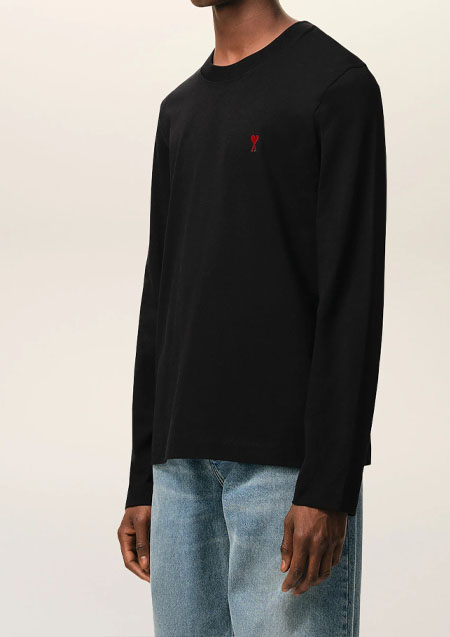 AMI PARIS LOGO L/S TEE | 001BLACK