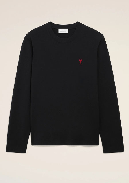 AMI PARIS LOGO L/S TEE | 001BLACK