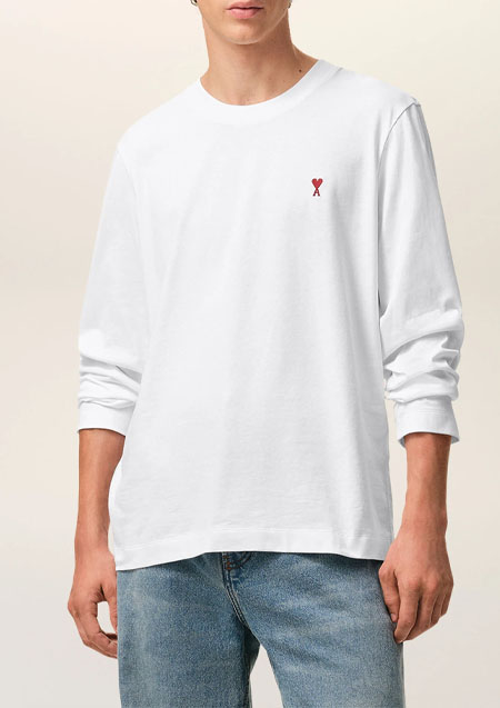 AMI PARIS LOGO L/S TEE | 100WHITE