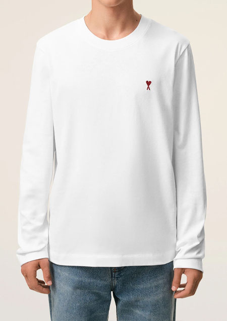 AMI PARIS LOGO L/S TEE | 100WHITE