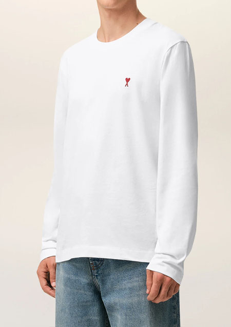 AMI PARIS LOGO L/S TEE | 100WHITE