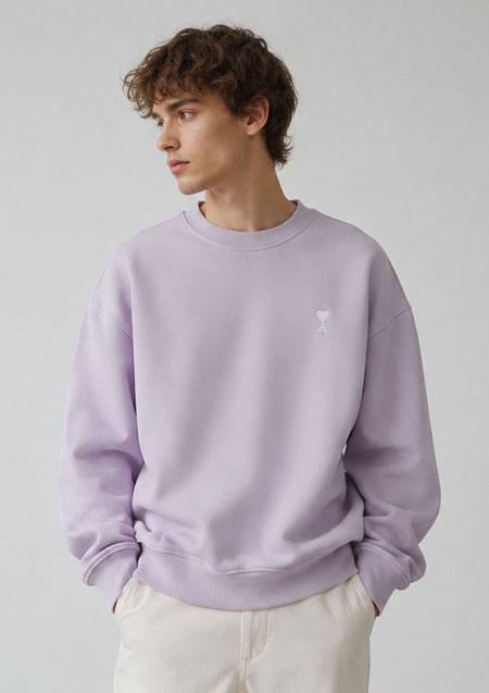 AMI PARIS LOGO SWEATCREAW | 504LILAC
