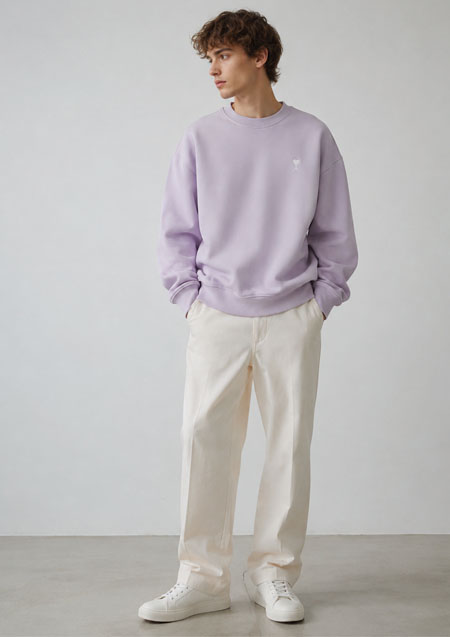 AMI PARIS LOGO SWEATCREAW | 504LILAC