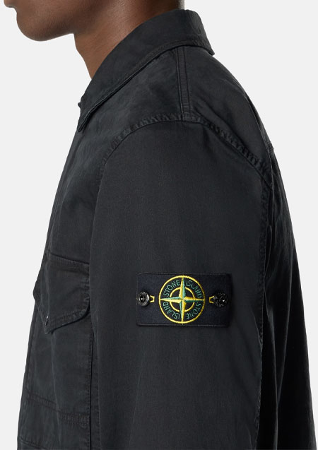 STONE ISLAND PATCH LOGO ZIP SHIRT | V0129 BLACK