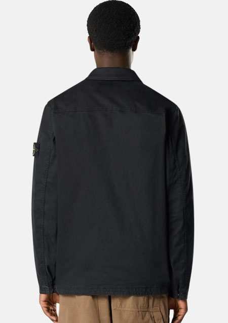 STONE ISLAND PATCH LOGO ZIP SHIRT | V0129 BLACK