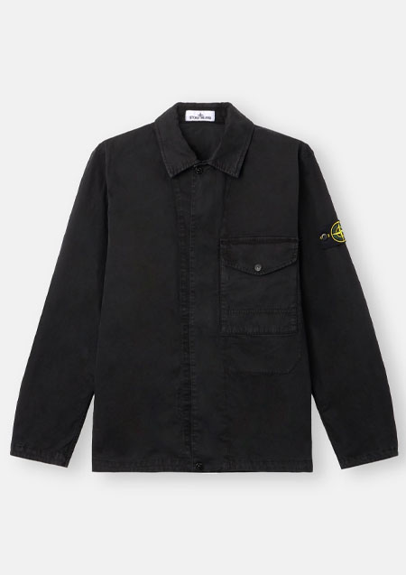 STONE ISLAND PATCH LOGO ZIP SHIRT | V0129 BLACK