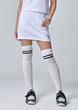 DOUBLE MESH KNIT SKIRT | WHITE | LADIES