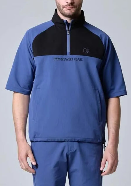 SY32 GOLF FLOAT DRY HALF SLEEVE ZIP SHIRTS | BLUE | MENS