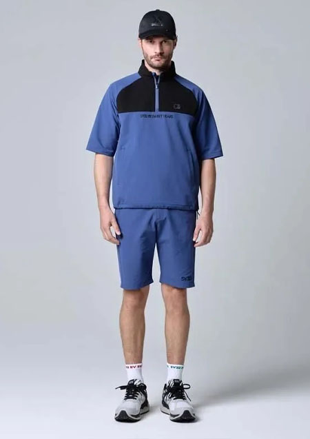 SY32 GOLF FLOAT DRY HALF SLEEVE ZIP SHIRTS | BLUE | MENS