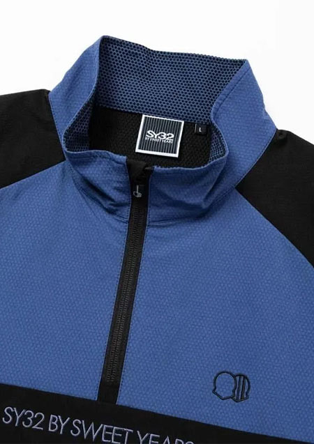 SY32 GOLF FLOAT DRY HALF SLEEVE ZIP SHIRTS | BLUE | MENS