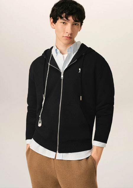 AMI PARIS Ami de Coeur Zipped Hoodie | 045BLACK