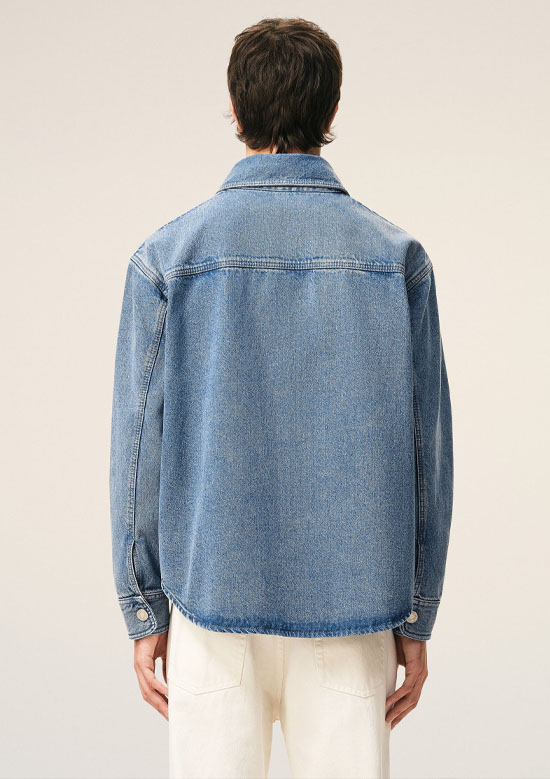 AMI PARIS ブルーコットンニットAMI DE COEUR オーバーシャツ ウォッシュドデニム オーバーシャツ | 480