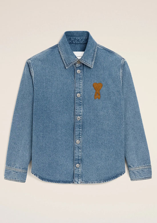 AMI PARIS ブルーコットンニットAMI DE COEUR オーバーシャツ ウォッシュドデニム オーバーシャツ | 480