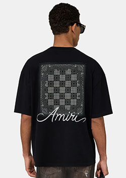 AMIRI MA QUAD CHECKERBOARD OVERSIZED TEE | 0002BLACK