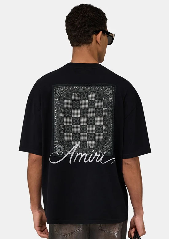 AMIRI MA QUAD CHECKERBOARD OVERSIZED TEE | 0002BLACK