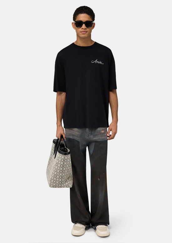 AMIRI MA QUAD CHECKERBOARD OVERSIZED TEE | 0002BLACK