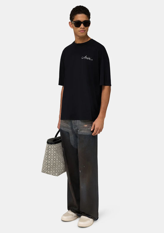 AMIRI MA QUAD CHECKERBOARD OVERSIZED TEE | 0002BLACK