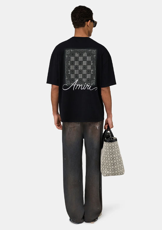 AMIRI MA QUAD CHECKERBOARD OVERSIZED TEE | 0002BLACK