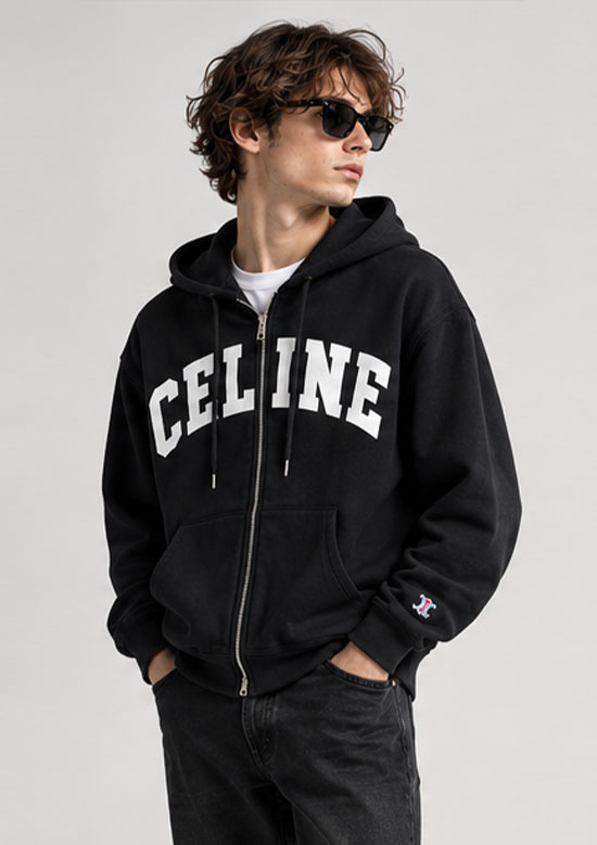 CELINE LOGO ZIP HOODIE