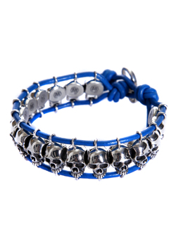 A.O.I SKULL LEATHER BRACELET_BLUE