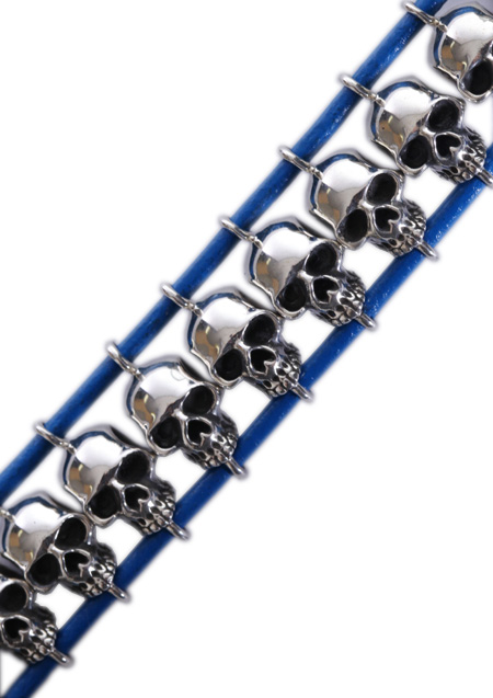 A.O.I SKULL LEATHER BRACELET_BLUE